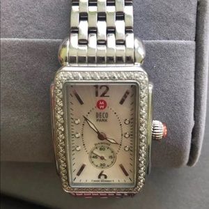 Stainless Michele Deco Diamond Watch